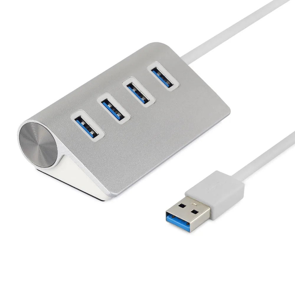 Aluminum 4 Port USB 3.0 Hub 5Gbps High Speed Mini Portable Adapter For PC Laptop 