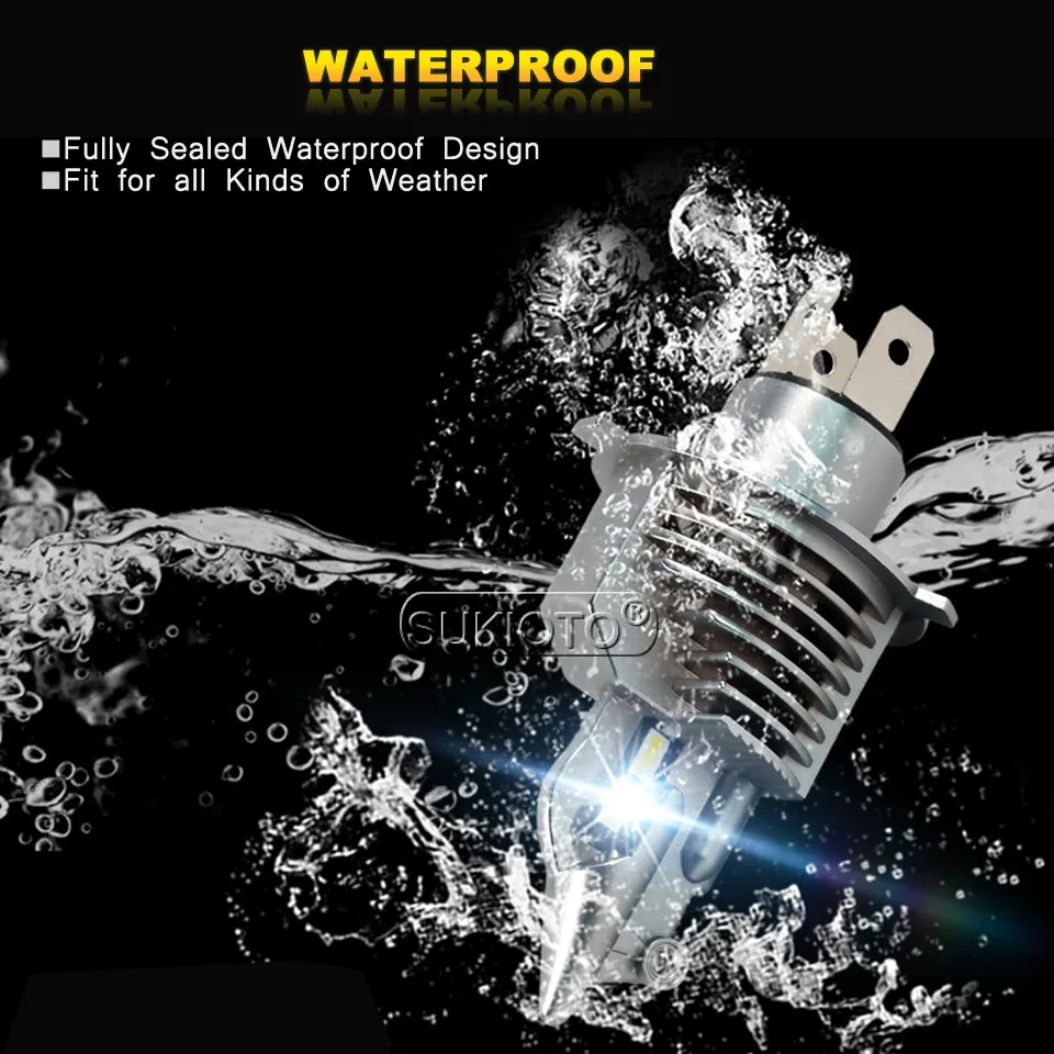 SUKIOTO 2PCS LED H4 LED Headlight Super Bright h4 hi lo Projector lens bulb kit 35W 6500K Super Bright Car styling Accessories (7)