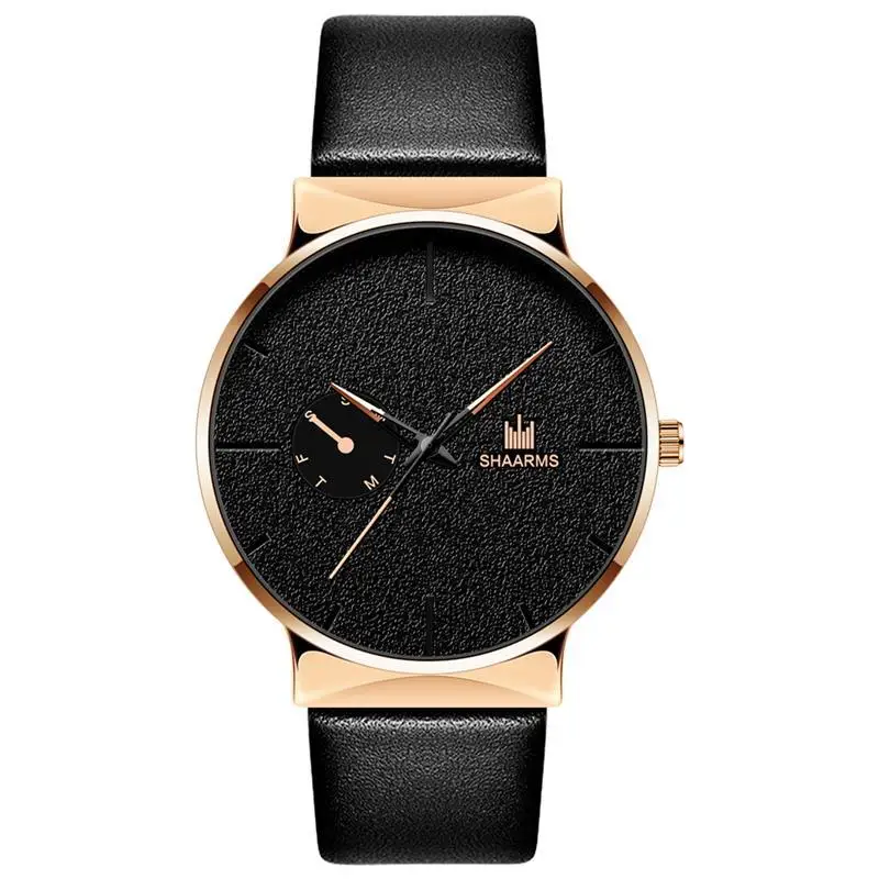 Модные мужские деловые часы, кожаный ремешок, нержавеющая сталь, кварцевые наручные часы, люксовый бренд, повседневные Простые часы, черные - Цвет: J