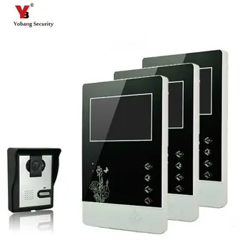 

Yobang Security 4.3" Apartment Video Intercom Door Phone Doorbell System IR Camera Touch Key For 3 monitor