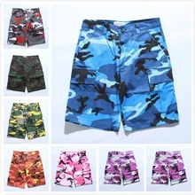 Мужские и женские шорты Карго камуфляжные шорты с карманами 7 цветов Повседневная Уличная камуфляжная одежда Оранжевый Синий Серый Фиолетовый армейский желтый XXXL