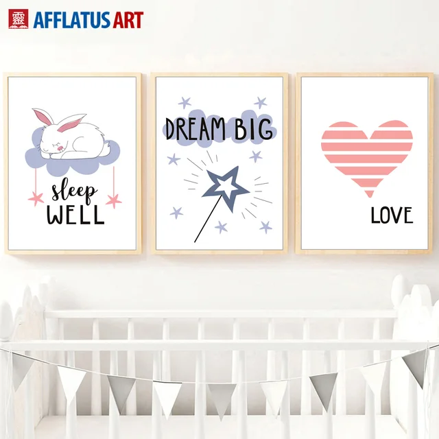 Afflatus Rabbit Love Dream Nordic Poster Canvas Painting Nursery Afflatus Rabbit Love Dream Nordic Poster Canvas Painting Nursery Wall Art Prints Pictures Kids