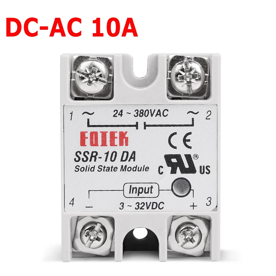 Capot SSR-10DA защиты твердотельные реле Однофазный SSR релейный модуль DC-AC 3-32 В постоянного тока до 24-380 В переменного тока DC-AC rele