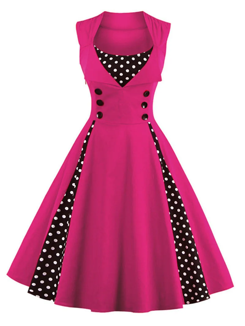 

S-4XL Women Robe Retro 2018 Vintage Dress 50s 60s Rockabilly Dot Swing Pin Up Summer Party Dresses Elegant Tunic Vestidos Casual