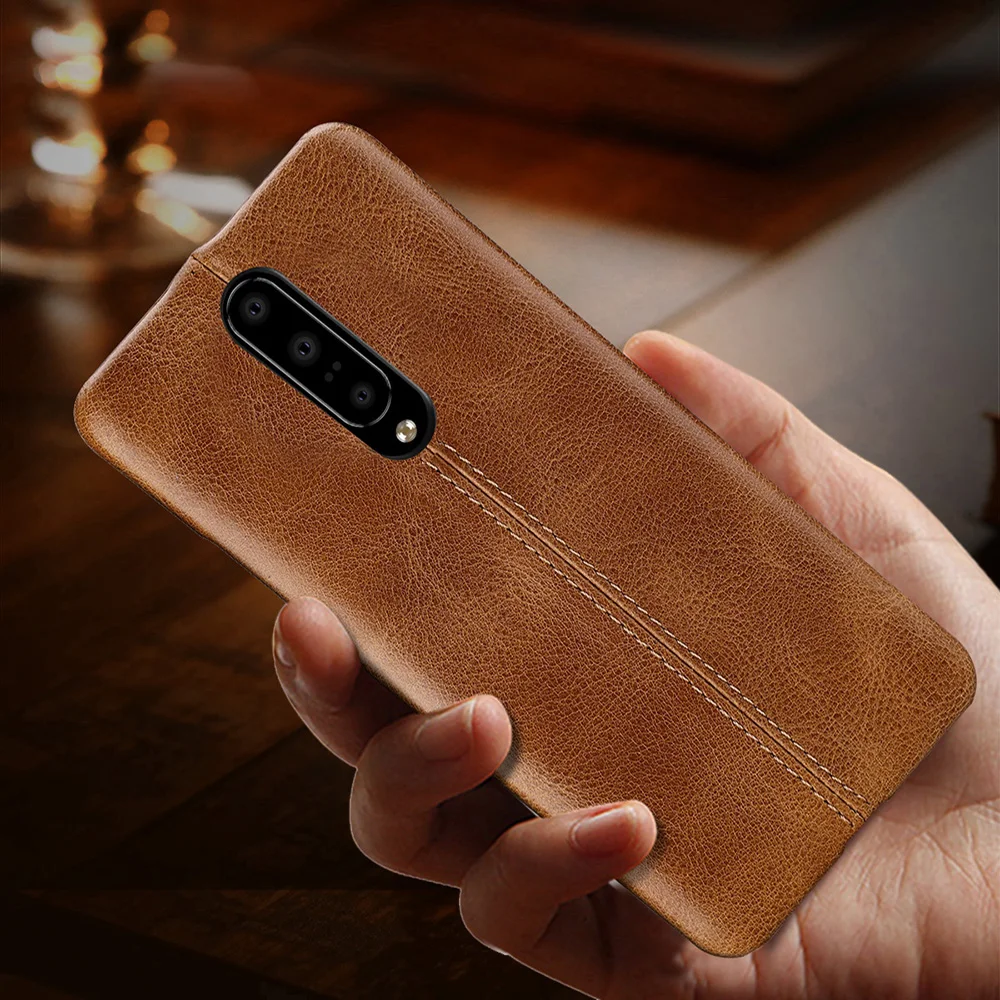 

Genuine Leather Case For OnePlus 7 Pro Ultra Slim Full Body Non-Slip Grip Scratch Resistant Cover Cases for One Plus 7 Pro