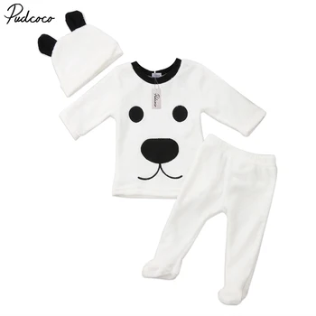 

Newborn Baby Girl Boy soft bear Long Sleeve Tops Pants Outfits Set Fluffy Clothes