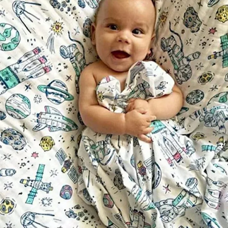 Cobertor para Bebê Fibra de Algodão Cobertor de Musselina Cobertores de Cama Algodão Bonito Impresso Recém-nascido Swaddle Envoltório Comfy Musselina Infantil 100% 6 Cheap Cobertores e mantas