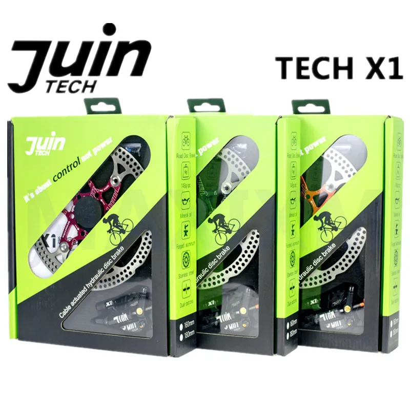 Juin Tech X1 Гибридный Гидравлический дисковый тормоз Расширенный зажим провода с охлаждающим плавником черный/красный/оранжевый дорога | циклокросс(CX