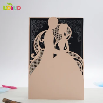 

Couple paper laser cut english engagement wedding invitation card