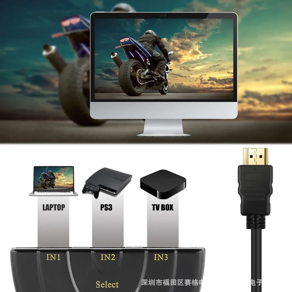 Позолоченные Mini 3 Порты и разъёмы Переходник HDMI разветвитель Кабель 1.4b 4 K* 2 K 1080 P Переключатель HDMI переключатель с пультом дистанционного управления 3 в 1 концентратор для HDTV Xbox PS3 PS4