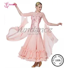 Новые шифоновые Многослойные Бальные платья для танцев цвета шампанского B-14137