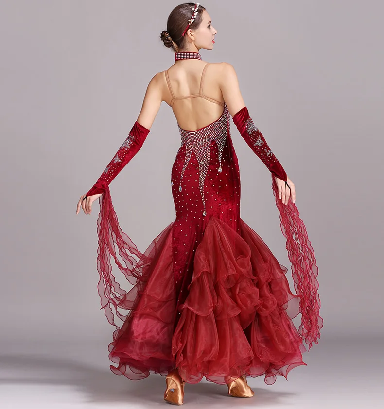 Новый бальных танцев конкурс платье Танцы бальное платье, для вальса платья Стандартный Танцы платье женские бальные платья S7016