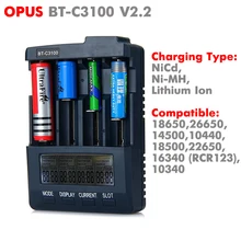 Authentic Original Opus BT-C3100 V2.2 LI-ion NiCd NiMh LCD Smart Intelligent AA AAA 26650 18650 Battery Charger Free Shipping