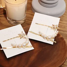 2 шт. корейский стиль Moon Star шпилька жемчужины, горный хрусталь для волос клип геометрический ручка для женщин подарок девочек аксессуары волос