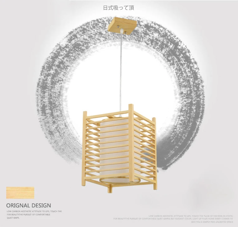 

Japanese Tatami Style LED Wood Pendant Lights, Square block Acrylic Sheepskin lamp shade Luminaire Droplight For Home Lighting