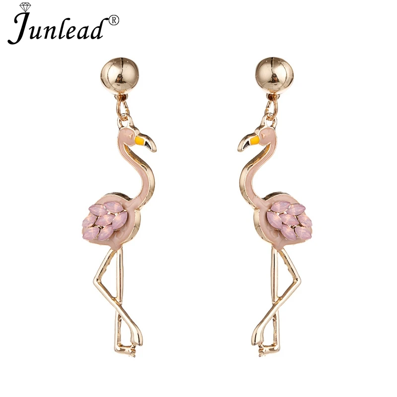 

Junlead Fashion Design Dangle Crystal Beads Birds Earring Flamingos statement Drop Animal Earrings for Women Jewelry Wholesale