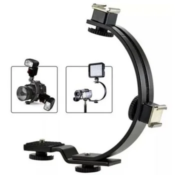 

Foleto Speedlite C-Shape 2 flash hot shoe Bracket for canon nikon DV Flash LED Video light DC DSLR SLR Camera 550d 600d d5300