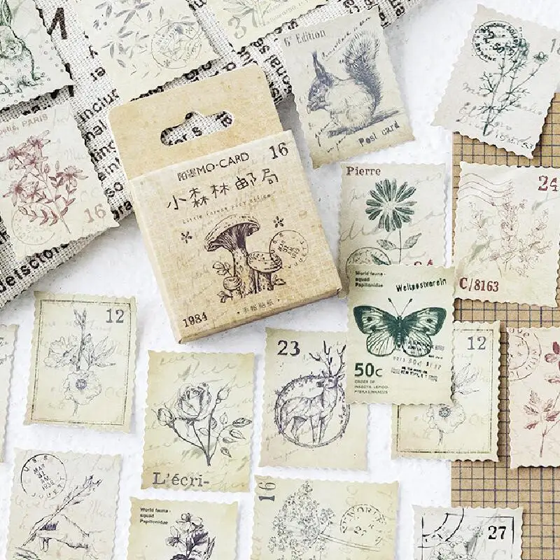 

45pcs/box Vintage Little forest Post Office Photo Album Scrapbook Decor Diary Label Bullet Journal Sticker