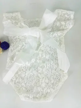 

Newborn Lace Romper for Photography Prop, Open Back Romper with a big bowknot