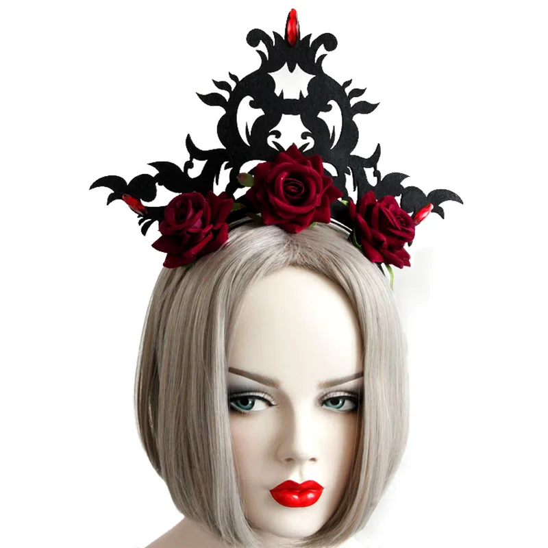 

Headband for Women Gothic Baroque Style Statement Crown Tiara Triple Flower Rose Rhinestone Fancy Dress Party Hairband Hair Hoop