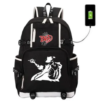 

Michael BAD Dance Fans USB Backpack Bag Knapsack Rackpack Book School Travel School Students Bag Cosplay Gift