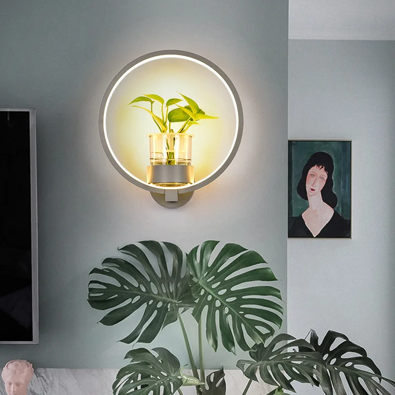 

Modern Style Plant Contemporary and Contracted Nordic Wall Lamps Balcony Corridor Bedroom Night Light Home Improvement Lights