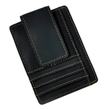 Мужской кожаный Дизайнерский Модный тонкий кошелек передний карман магнитный зажим для денег мини Чехол для кредитных карт кошелек для мужчин 1015b