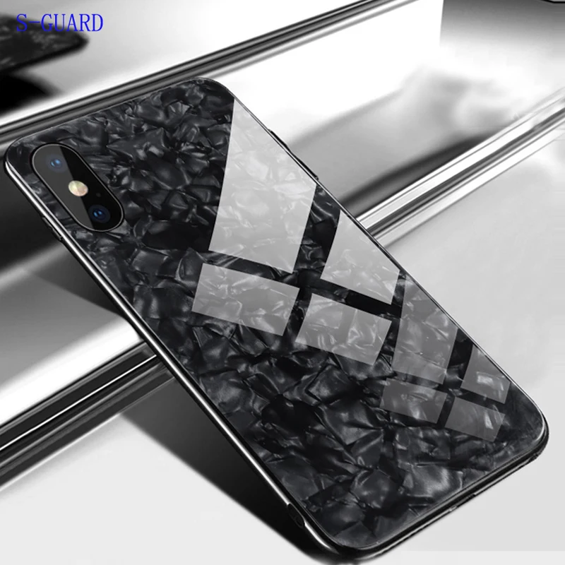 S-GUARD Luxury Tempered Glass Case for iPhone X Hard Back Shell Soft TPU Bumper Phone 8 7 Plus 6S Cover 10 | Мобильные телефоны и