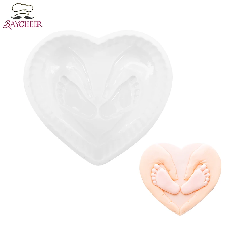 

BAYCHEER 3D Heart-shaped Footprint Cake Mold DIY Silicone Fondant Mousses Cake Chocolate Baking Tools Kitchen Accessories