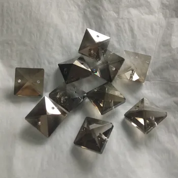

Chandelier Crystal 16mm 100pcs/lot Smoked Gray Crystal Chandelier Prism In Two Holes For Lighting Decoration