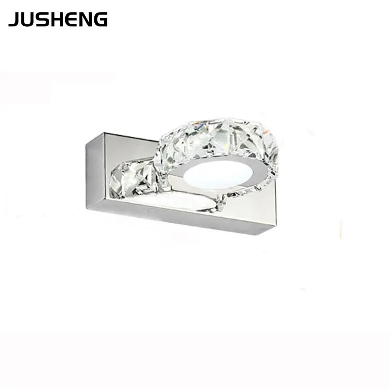 Mini LED Crystal Lights 3w Round Modern Bathroom Mirror Crystal Lights 16cm Long Bedside Wall Sconce