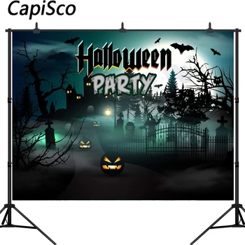 

Capisco photography background terror cemetery pumpkin Castle Halloween theme backdrop professional photo background studio