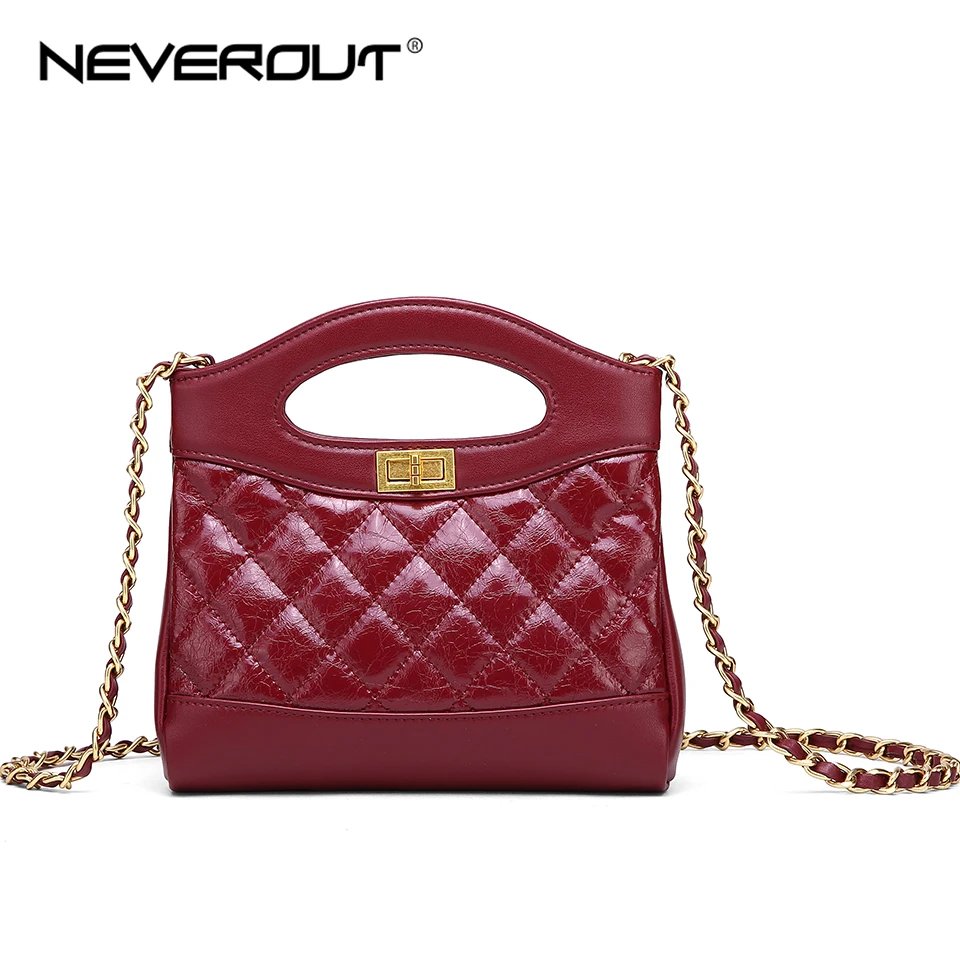

NEVEROUT High Quality Leather Bags for Women Small Handbag Quilted Style Shoulder Bag Small Chain Flap Bags Mini Clutch Handbags