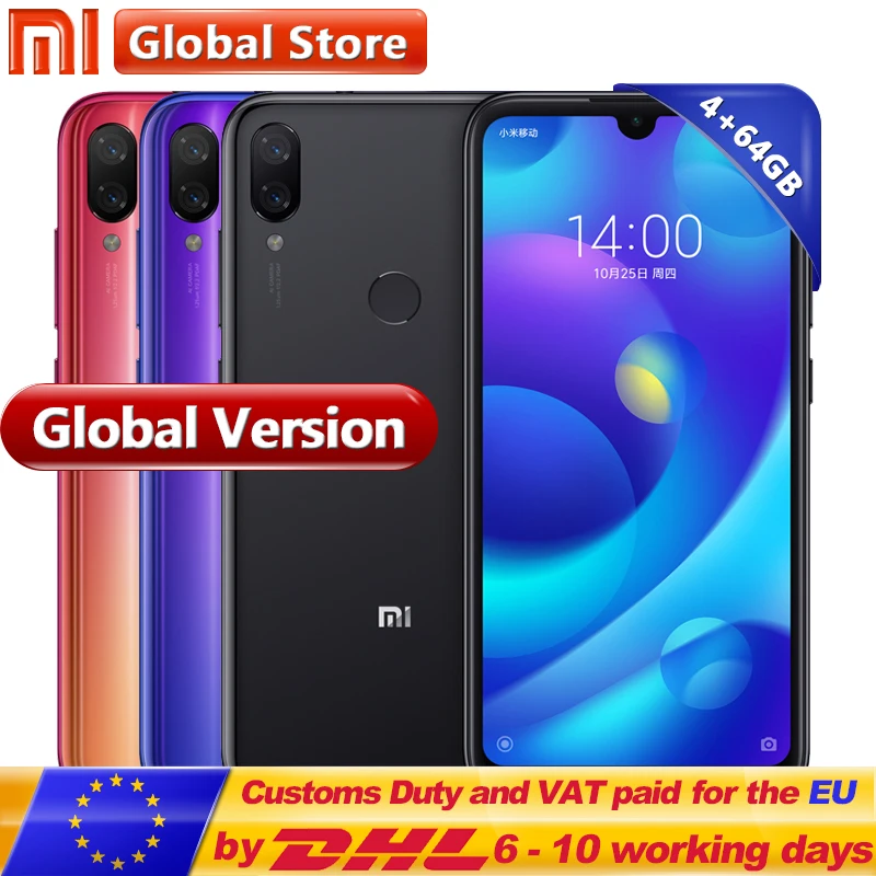 

Global Version Xiaomi Mi Play 4GB RAM 64GB ROM Telephone MTK Helio P35 Octa Core Dual 12MP+2MP AI Camera 5.84" 19:9 Smartphone