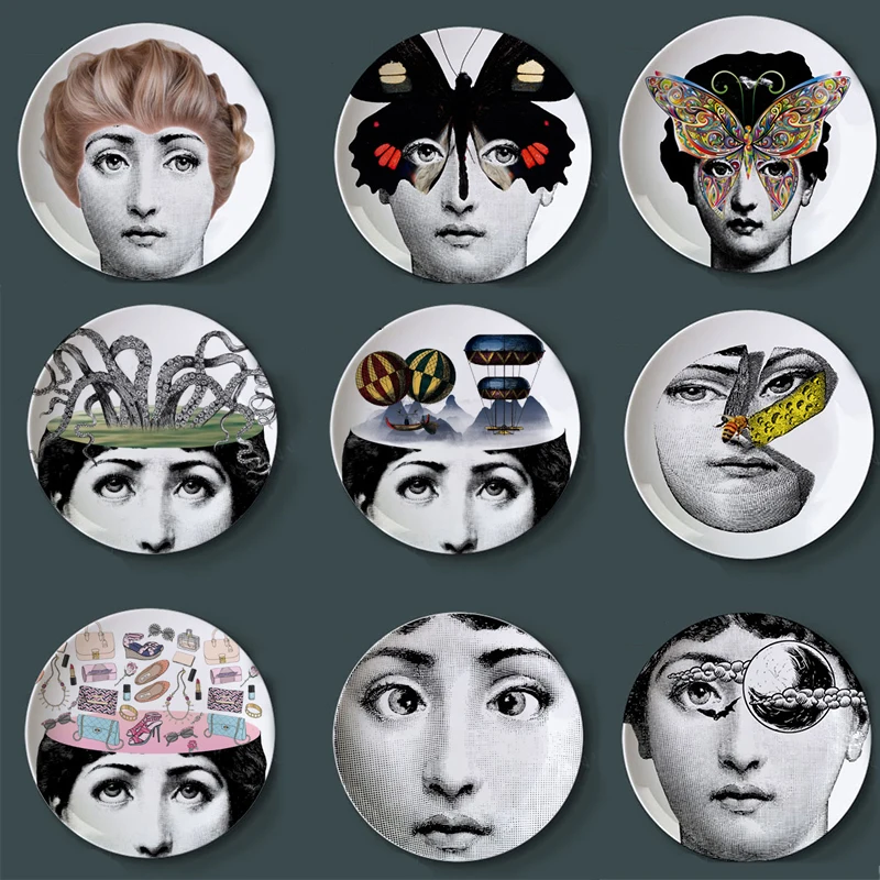 

Exquisite ornament Artesanato Fornasetti Crafts Decoration Ceramic Hogar Manualidades Fornasetti Plate Porcelain Wall Plates
