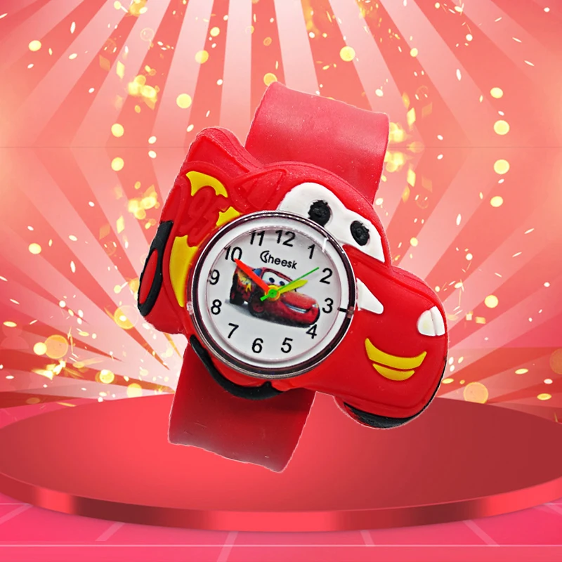 

Good Quality Children watch for boy manufacturers cartoon car Silicone Tape patted table students love to a child gift men Clock