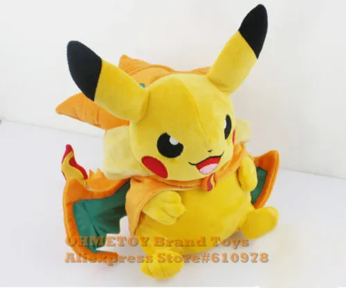 Ohmetoy Пикачу с Charizard подкладкой мягкая игрушка Косплэй bonecas кукла животных 25-35 см Kawaii Brinquedos