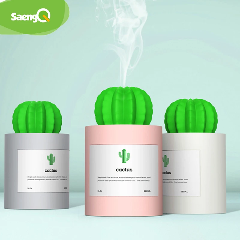 

saengQ High Quality 280ML Air Humidifier Prickly pear Ultrasonic Humidifiers Portable Air Mist Maker Aromatherapy Diffuser