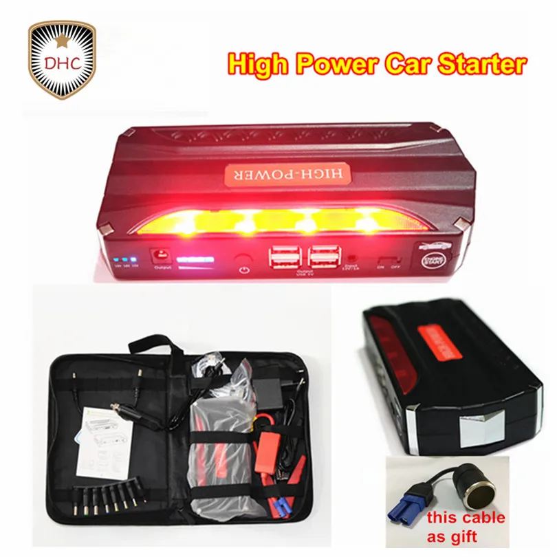Multi Function Mini Portable Car Jump Starter Emergency Start 12V Petrol/Diesel Engine 4 USB ...