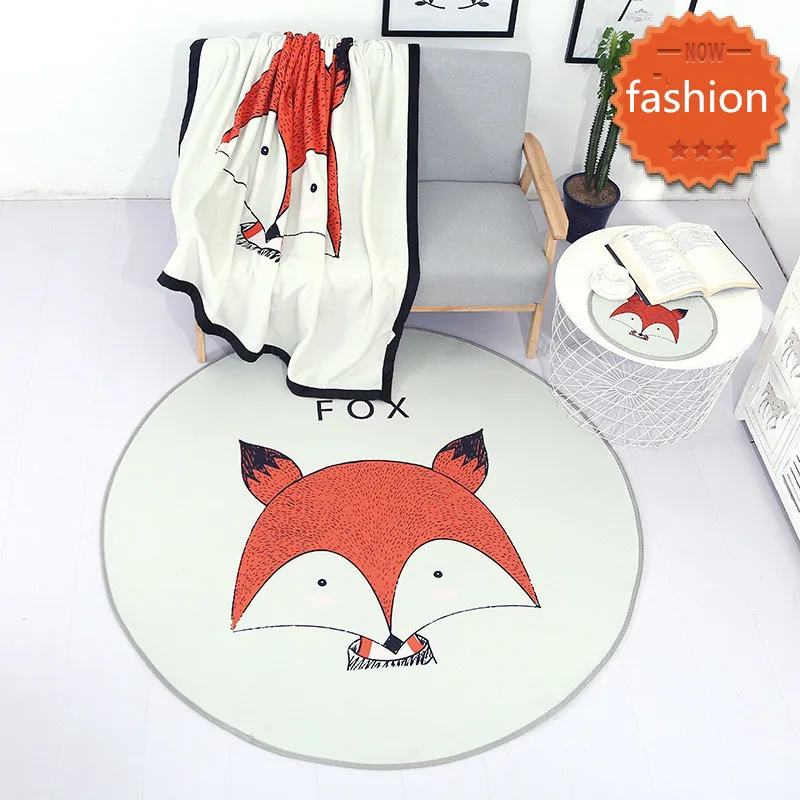 

Home Decor Kids room Carpet round fox baby play mat Patchwork picnic blanket ANITSLIP tapetes para casa sala kid cartoon tapis