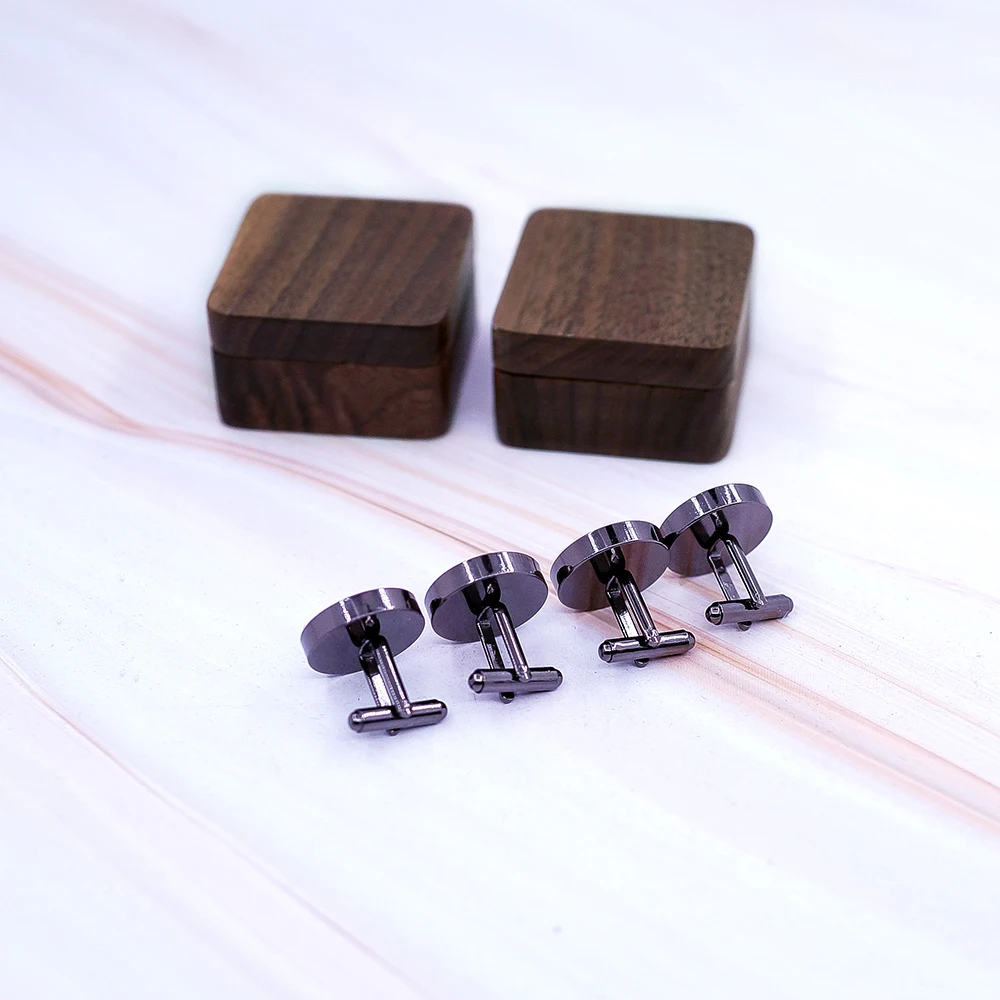 New 2019 Design Wood Cufflinks Wedding Groom Anchor Cufflink Shirt Cufflinks For Mens Casual Cuff Link Fashion Wood Gift box