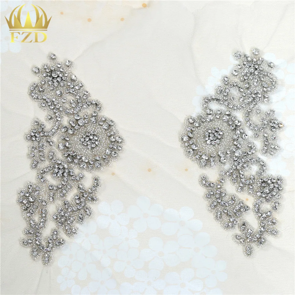 BDACY.HCMY Handmade Rhinestone Fringe Patch Trim Crystal Beaded Applique For Sewing Crafts Wedding Party Decoration Bridal Dress