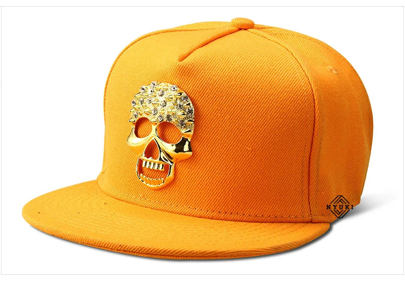 NYUK Bling Gold Логотип Черепа бейсболки для женщин хип хоп танцевальные шляпы хороший хлопок Gorras Snapbacks Casquette Регулируемый для мужчин подарок