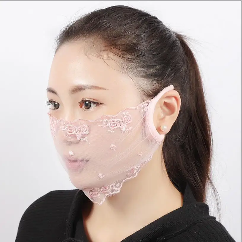 Summer Spring Lace Breathable face mask sun protective Shade anti dust