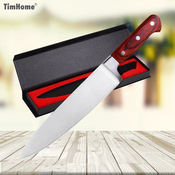 

Stainless Steel 8 inch Chef Knife Meat Knife Timhome Kitchen Knife Sushi Fruit Cutter Tool with Pakka Wood Handle
