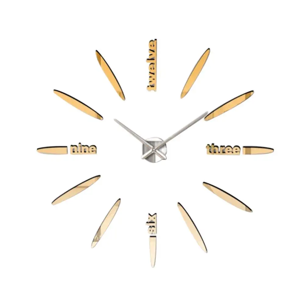 Золотые специальные большие diy кварцевые 3d настенные часы для гостиной акриловые