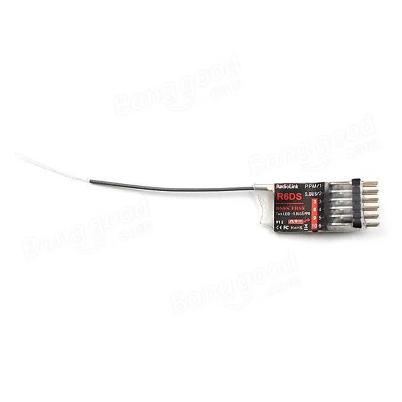 

Radiolink R6DS 2.4G 6CH PPM PWM SBUS Output Receiver Compatible AT9 AT10 Transmitter