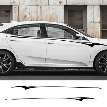 

2pcs 260cmx12cm Long Side Stripe Car Sticker Vinyl Film Auto Racing Sports Decal Stylish Graphics Sticker Car Tuning Accessories