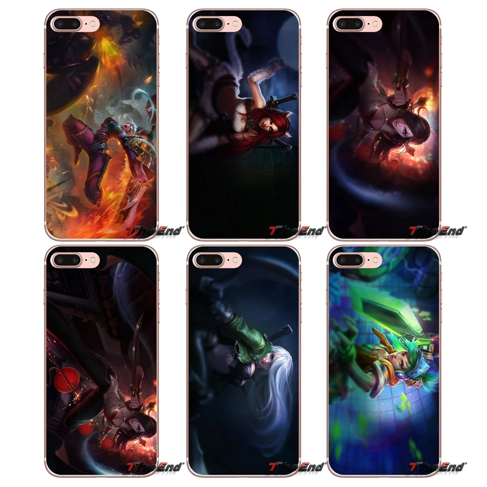 

For iPhone X 4 4S 5 5S 5C SE 6 6S 7 8 Plus Samsung Galaxy J1 J3 J5 J7 A3 A5 2016 2017 katarina Riven LOL Fan Art Print Soft Case