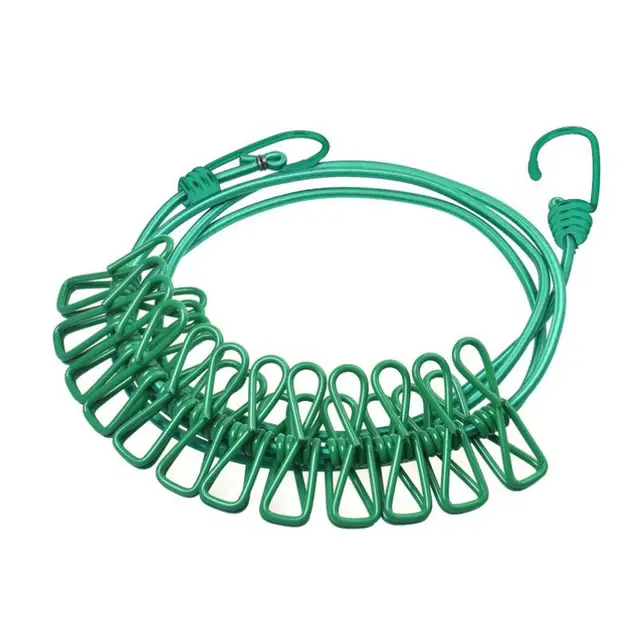 Buy 12 Clips Durable Wild Travel Portable Windproof Elastic Clothesline Clips